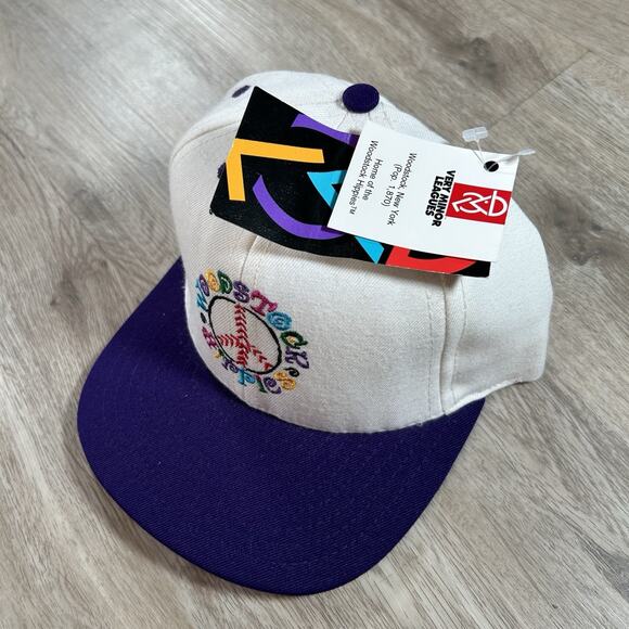 Vintage‎ Woodstock Hippies Snapback Hat White Wool Blend USA MiLB Baseball Cap - Picture 10 of 12